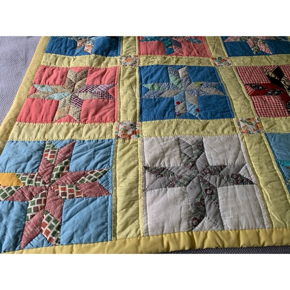 Full size handmade yellow backing cross quilt - Picture 6 of 10